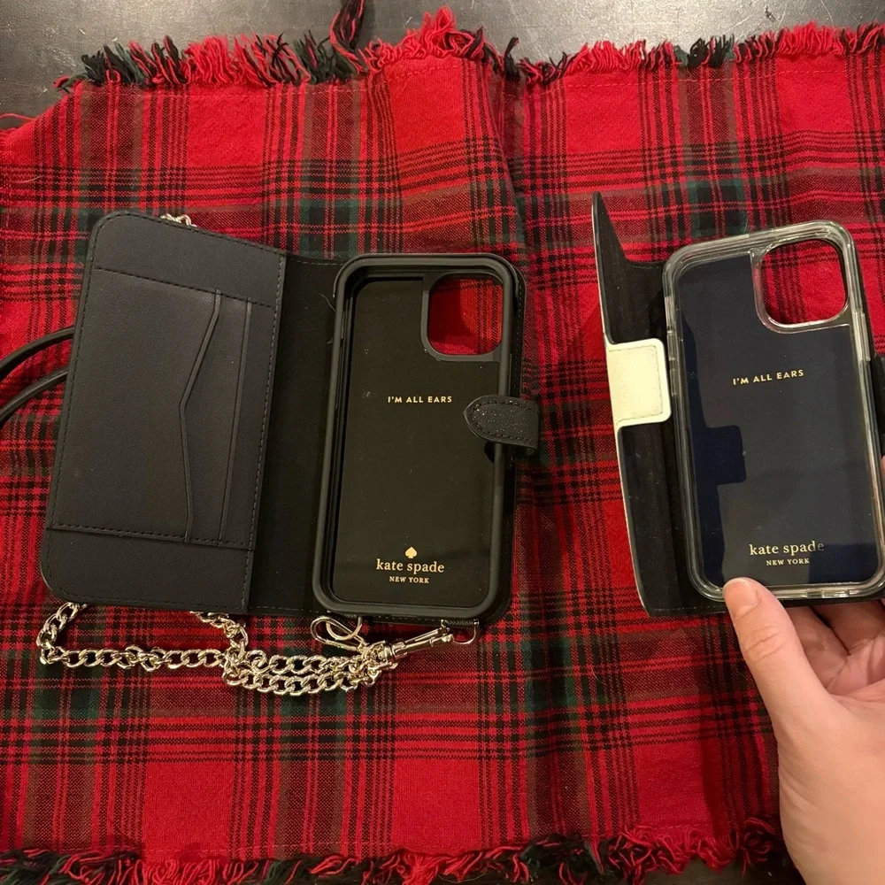 Kate Spade Glitter Black & Dainty Bloom IPhone 12 mini Magnetic Wrap Folio Cases